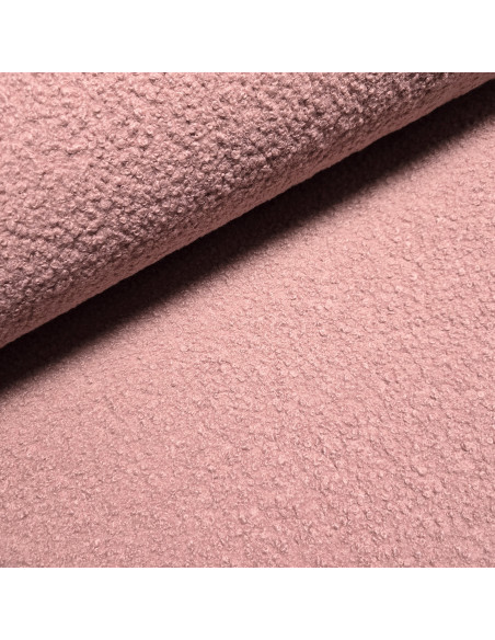 Tissu, Lainage Bouclette Uni, Rose Poudré, Laize 150 cm, 100% Polyester