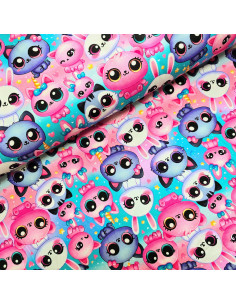 Jersey de coton, impression digitale, animaux mignons