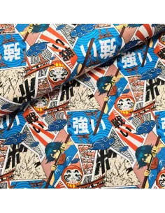 Tissu, Jersey de Coton, Impression Digitale Manga, Laize 140 cm, Coton Stretch Oeko-Tex