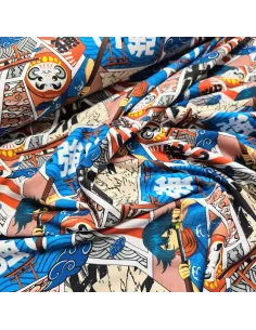 Tissu, Jersey de Coton, Impression Digitale Manga, Laize 140 cm, Coton Stretch Oeko-Tex 2