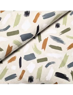 Tissu, French Terry Motif Coups de Pinceau, Multicolore, Laize 148 cm, Coton Polyester Spandex Oeko-Tex