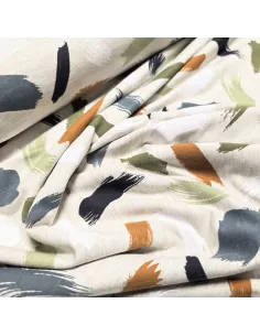 Tissu, French Terry Motif Coups de Pinceau, Multicolore, Laize 148 cm, Coton Polyester Spandex Oeko-Tex 2