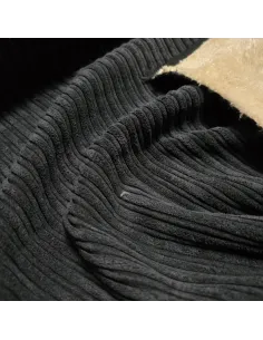 Tissu, Velours Larges Côtes Envers Fourrure, Noir Anthracite, Laize 150 cm, 92% Polyester 8% Polyamide 645g/ml