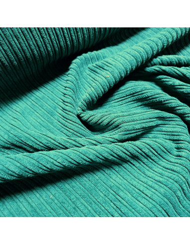 Tissu, Velours Larges Côtes Uni Envers Fourrure, Vert, Laize 150 cm, 92% Polyester 8% Polyamide 645g/ml
