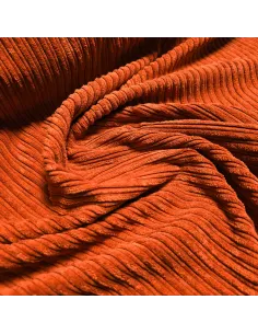 Tissu, Velours Larges Côtes Envers Fourrure, Orange Intense, Laize 150 cm, 92% Polyester 8% Polyamide 645g/m² 2