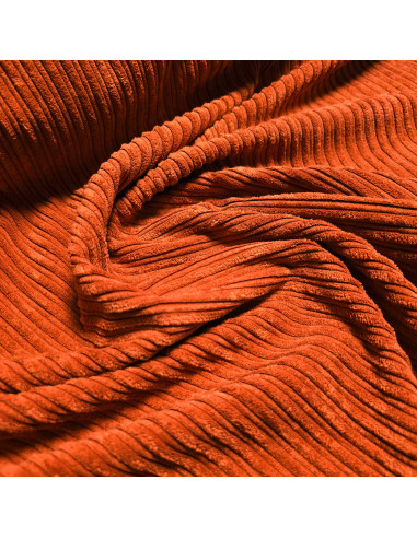 Tissu, Velours Larges Côtes Envers Fourrure, Orange Intense, Laize 150 cm, 92% Polyester 8% Polyamide 645g/m²
