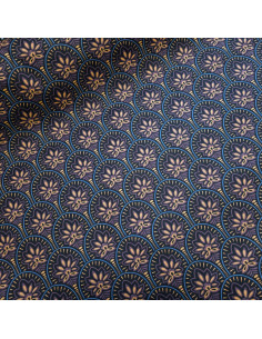 Tissu, Coton Enduit Abstrait, Multicolore Bleus Violets, Laize 150 cm, 80% Coton 20% Acrylique