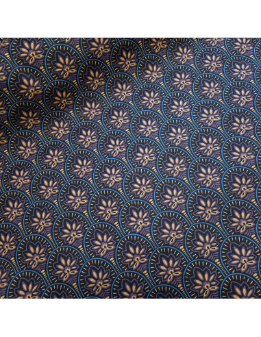 Tissu, Coton Enduit Abstrait, Multicolore Bleus Violets, Laize 150 cm, 80% Coton 20% Acrylique