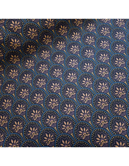 Tissu, Coton Enduit Abstrait, Multicolore Bleus Violets, Laize 150 cm, 80% Coton 20% Acrylique
