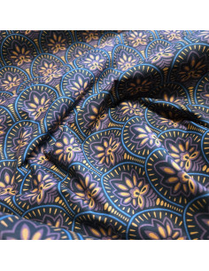 Tissu, Coton Enduit Abstrait, Multicolore Bleus Violets, Laize 150 cm, 80% Coton 20% Acrylique 2