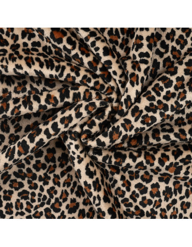 Polaire doudou imprimée, envers uni, panthère