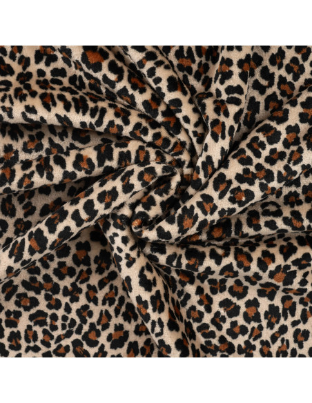 Polaire doudou imprimée, envers uni, panthère