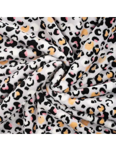 Tissu, Polaire Doudou Imprimée Panthère, Grise Clair, Laize 145 cm, 100% Polyester