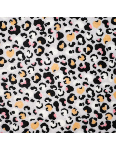 Polaire doudou imprimée, envers uni, panthère grise clair