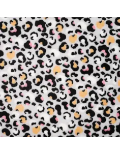 Tissu, Polaire Doudou Imprimée Panthère, Grise Clair, Laize 145 cm, 100% Polyester