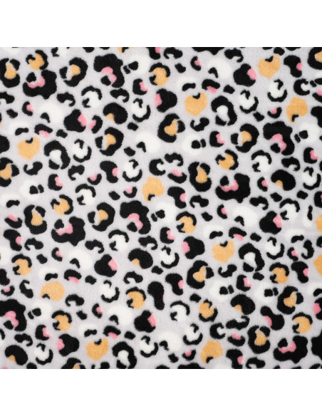 Polaire doudou imprimée, envers uni, panthère grise clair