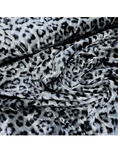 Tissu, Velours Imprimé Panthère, Noir, Laize 145 cm, 95% Polyester 5% Élasthanne 200g/m² 2