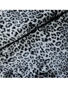 Tissu, Velours Imprimé Panthère, Noir, Laize 145 cm, 95% Polyester 5% Élasthanne 200g/m²