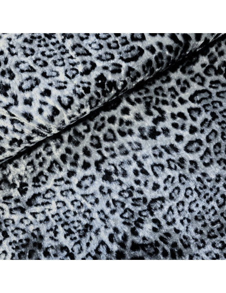 Tissu, Velours Imprimé Panthère, Noir, Laize 145 cm, 95% Polyester 5% Élasthanne 200g/m²