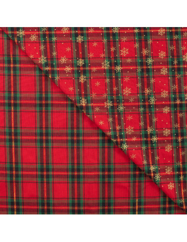 Jacquard de noël, flocons dorées