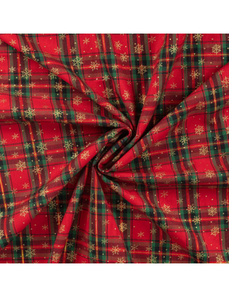 Jacquard de noël, flocons dorées