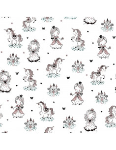 Jersey de coton, princesse et licorne
