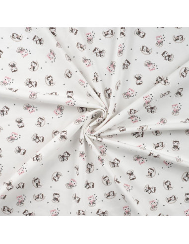 Tissu, Jersey de Coton Imprimé Chouettes, Ciel Nocturne, Laize 150 cm, Coton Stretch Oeko-Tex