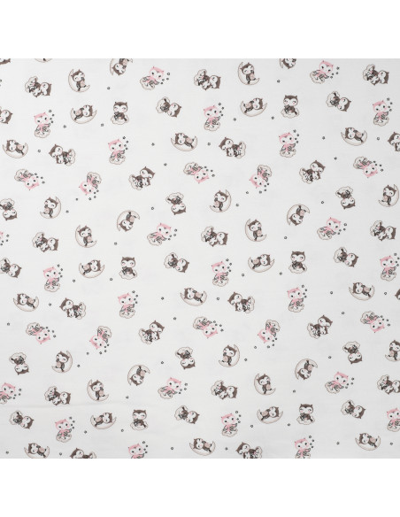 Tissu, Jersey de Coton Imprimé Chouettes, Ciel Nocturne, Laize 150 cm, Coton Stretch Oeko-Tex