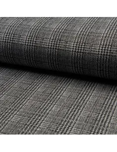 Tissu, Jersey Prince de Galles, Noir Lurex Argenté, Laize 150 cm, Polyester Viscose Lurex Stretch Oeko-Tex