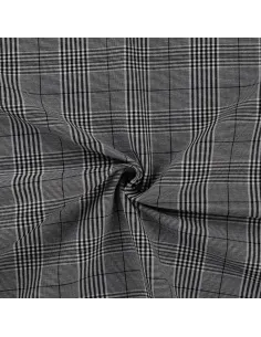 Tissu, Prince de Galles Stretch, Noir et Gris, Laize 145 cm, Viscose, Polyester, Polyamide et Spandex 2