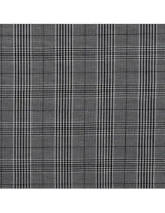 Tissu, Prince de Galles Stretch, Noir et Gris, Laize 145 cm, Viscose, Polyester, Polyamide et Spandex