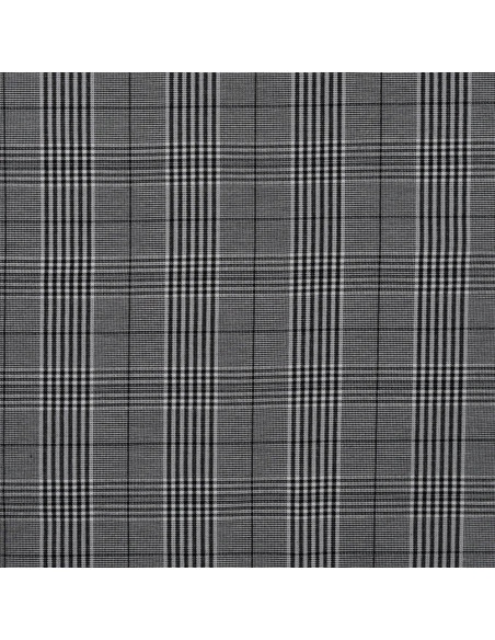 Tissu, Prince de Galles Stretch, Noir et Gris, Laize 145 cm, Viscose, Polyester, Polyamide et Spandex
