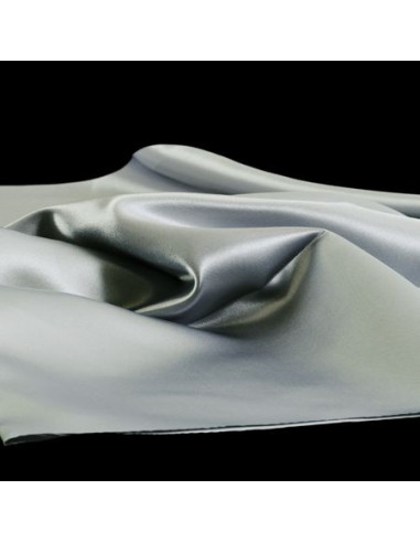Tissu, Doublure Satin Unie, Gris Argenté, Laize 150 cm, 100% Polyester