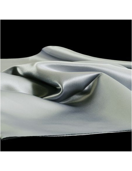 Tissu, Doublure Satin Unie, Gris Argenté, Laize 150 cm, 100% Polyester