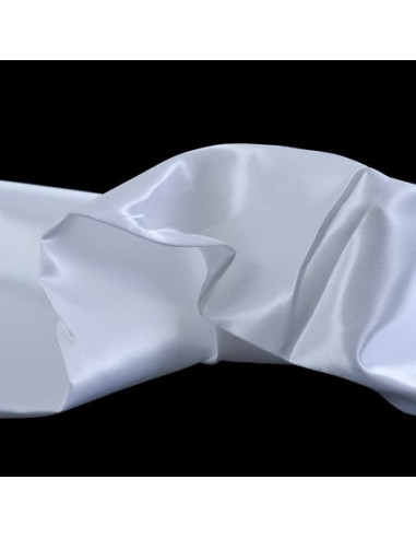 Tissu, Doublure Satin Unie, Blanc Pur, Laize 150 cm, 100% Polyester