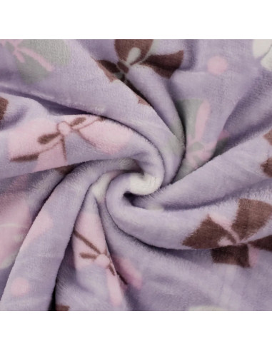 Tissu, Polaire Doudou Réversible, Papillons Rose & Pois, Laize 150 cm, 100% Polyester