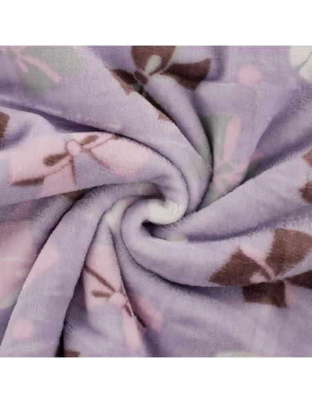 Tissu, Polaire Doudou Réversible, Papillons Rose & Pois, Laize 150 cm, 100% Polyester