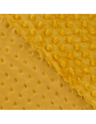 Tissu, Polaire Minky Pois Reliefs, Jaune Moutarde, Laize 150 cm, 100% Polyester 255g/m²