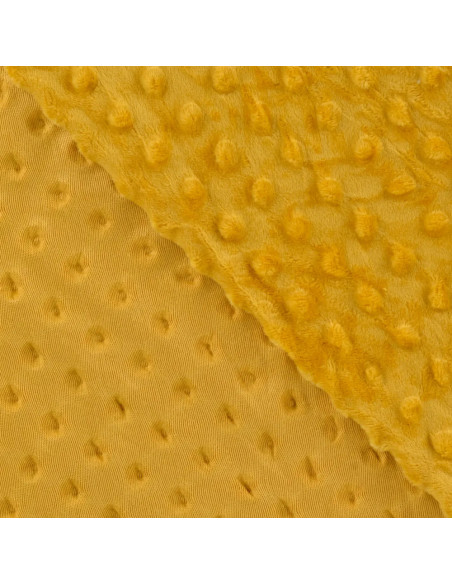 Tissu, Polaire Minky Pois Reliefs, Jaune Moutarde, Laize 150 cm, 100% Polyester 255g/m²