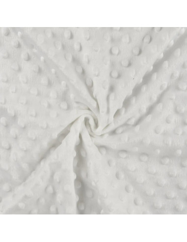 Tissu, Polaire Minky Pois Reliefs, Blanc, Laize 150 cm, 100% Polyester 255g/m²