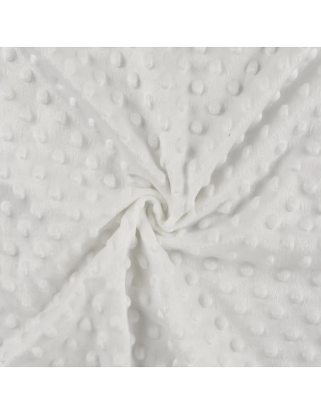 Tissu, Polaire Minky Pois Reliefs, Blanc, Laize 150 cm, 100% Polyester 255g/m²