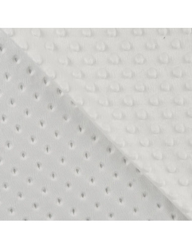Tissu, Polaire Minky Pois Reliefs, Blanc, Laize 150 cm, 100% Polyester 255g/m²