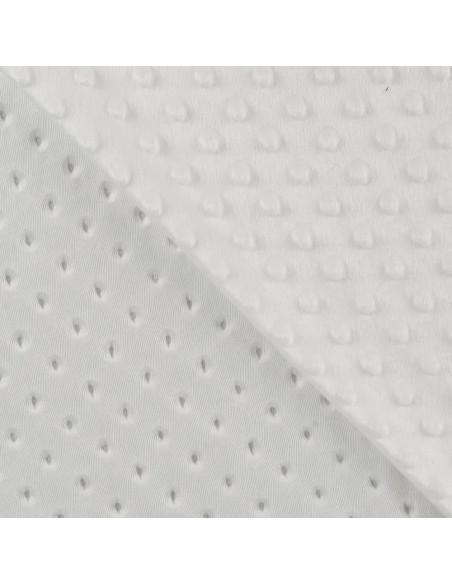 Tissu, Polaire Minky Pois Reliefs, Blanc, Laize 150 cm, 100% Polyester 255g/m²