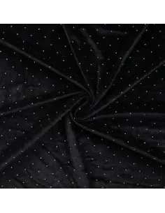 Tissu, Velours, Points Argentés, Noir, Laize 155 cm, 95% Polyester 5% Élasthanne 225g/m² 2