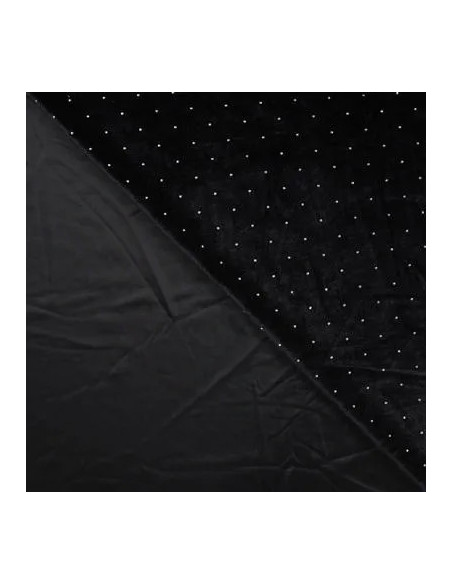 Tissu, Velours, Points Argentés, Noir, Laize 155 cm, 95% Polyester 5% Élasthanne 225g/m²