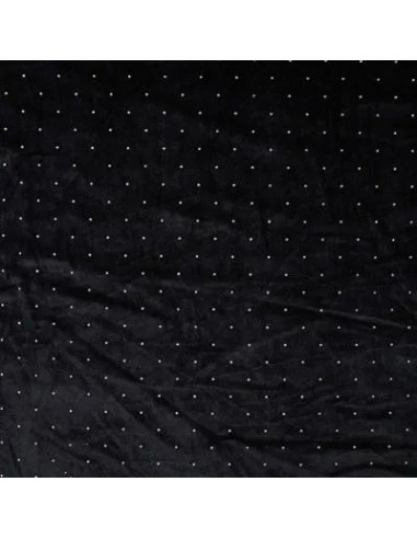 Tissu, Velours, Points Argentés, Noir, Laize 155 cm, 95% Polyester 5% Élasthanne 225g/m²