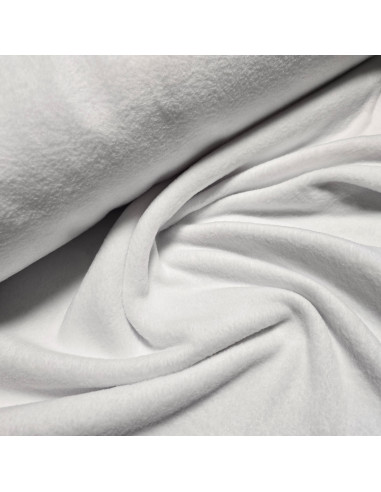 Tissu, Polaire Unie, Blanc Pur, Laize 150 cm, 100% Polyester