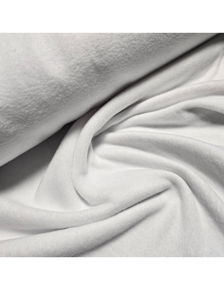 Tissu, Polaire Unie, Blanc Pur, Laize 150 cm, 100% Polyester