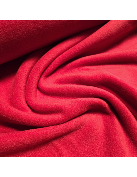Tissu, Polaire Unie, Rouge Intense, Laize 150 cm, 100% Polyester 280g/m²