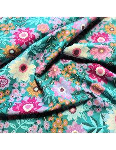 Popeline de coton, impression digitale, fleurs 2